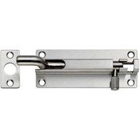 Loops Cranked Barrel Surface Mounted Door Bolt Lock 80 x 38mm Satin Stainless Steel in Metallics