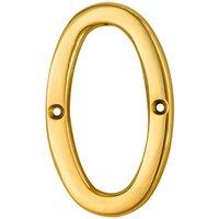 Loops Stainless Brass Door Number 0 75mm Height 4mm Depth House Numeral Plaque in Metallics