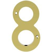 Loops Stainless Brass Door Number 8 75mm Height 4mm Depth House Numeral Plaque in Metallics
