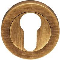 Loops 50mm Euro Profile Round Escutcheon Concealed Fix Antique Brass Keyhole Cover in Metallics