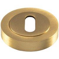 Loops 50mm Lock Profile Round Escutcheon Concealed Fix Satin Brass Keyhole Cover in Metallics