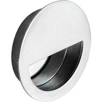 Loops Circular Low Profile Recessed Flush Pull 90mm Diameter Bright Stainless Steel in Metallics