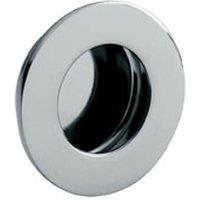 Loops Circular Low Profile Recessed Flush Pull 80mm Diameter Bright Stainless Steel in Metallics