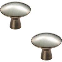 Loops 2x Disc Shaped Cabinet Door Knob on Tapered Stem 27mm Dia Satin Nickel in Metallics