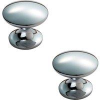 Loops 2x Fingertip Cabinet Door Knob 30mm Diameter Polished Chrome Cupboard Handle