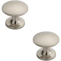 Loops 2x Fingertip Cabinet Door Knob 30mm Diameter Satin Nickel Cupboard Handle in Metallics