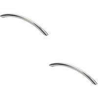 Loops 2x Curved Bow Cabinet Pull Handle 153 x 10mm 128mm Fixing Centres Chrome