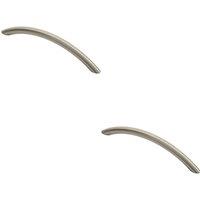 Loops 2x Curved Bow Cabinet Pull Handle 153 x 10mm 128mm Fixing Centres Satin Nickel in Metallics