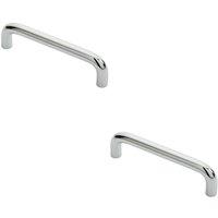 Loops 2x Round D Bar Cabinet Pull Handle 106 x 10mm 96mm Fixing Centres Chrome
