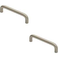 Loops 2x Round D Bar Cabinet Pull Handle 106 x 10mm 96mm Fixing Centres Satin Nickel in Metallics