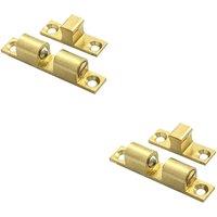 Loops 2x Double Ball Roller Cupboard Catch 43 x 8mm 34.5mm Fixing Centres Self Colour