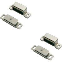 Loops 2x Magnetic Cupboard Door Catch 37mm Fixing Centres 6kg Pull Nickel Plated in Metallics