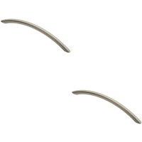 Loops 2x Curved Bow Cabinet Pull Handle 190 x 10mm 160mm Fixing Centres Satin Nickel in Metallics