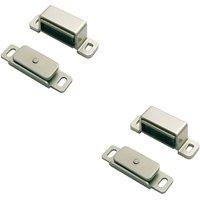 Loops 2x Magnetic Cupboard Door Catch 36.5mm Fixing Centres 3.5kg Pull Nickel Plated in Metallics