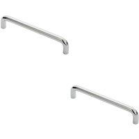 Loops 2x Round D Bar Cabinet Pull Handle 138 x 10mm 128mm Fixing Centres Chrome