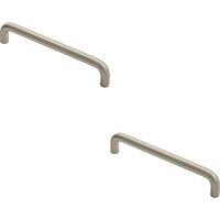 Loops 2x Round D Bar Cabinet Pull Handle 138 x 10mm 128mm Fixing Centres Satin Nickel in Metallics