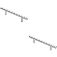Loops 2x Round T Bar Cabinet Pull Handle 156 x 12mm 96mm Fixing Centres Chrome