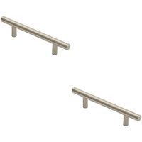 Loops 2x Round T Bar Cabinet Pull Handle 156 x 12mm 96mm Fixing Centres Satin Nickel in Metallics