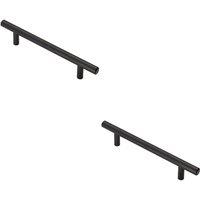 Loops 2x T Bar Cupboard Pull Handle 188 x 12mm 128mm Fixing Centres Matt Black