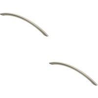 Loops 2x Curved Bow Cabinet Pull Handle 226 x 10mm 192mm Fixing Centers Satin Nickel in Metallics