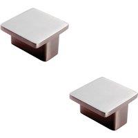 Loops 2x Square T Shape Cupboard Door Knob 38 x 38mm Satin Nickel Cabinet Handle in Metallics