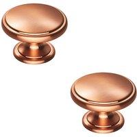 Loops 2x Ring Domed Cupboard Door Knob 38.5mm Diameter Satin Copper Cabinet Handle