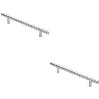 Loops 2x Round T Bar Cabinet Pull Handle 188 x 12mm 128mm Fixing Centres Chrome