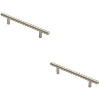 Loops 2x Round T Bar Cabinet Pull Handle 188 x 12mm 128mm Fixing Centres Satin Nickel in Metallics