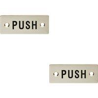 Loops 2x Rectangular Door Push Sign 75 x 30mm Satin Stainless Steel Door Plate in Metallics