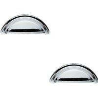 Loops 2x Cabinet Cup Pull Handle 94 x 41.5mm 76mm Fixing Centres Polished Chrome