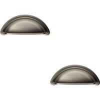 Loops 2x Cabinet Cup Pull Handle 94 x 41.5mm 76mm Fixing Centres Gun Metal