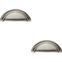 Loops 2x Cabinet Cup Pull Handle 94 x 41.5mm 76mm Fixing Centres Satin Nickel in Metallics