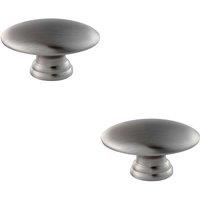 Loops 2x Oval Cabinet Door Knob on Tiered Oval Stem Satin Nickel Cupboard Handle in Metallics