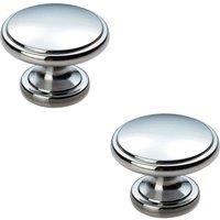 Loops 2x Ring Domed Cupboard Door Knob 38.5mm Diameter Polished Chrome Cabinet Handle