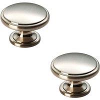 Loops 2x Ring Domed Cupboard Door Knob 38.5mm Diameter Satin Nickel Cabinet Handle in Metallics