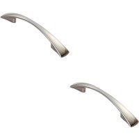 Loops 2x Tapered Pull Handle 138 x 16mm 96mm Fixing Centres Satin Nickel Curved Bow in Metallics