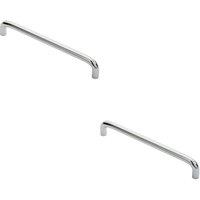 Loops 2x Round D Bar Cabinet Pull Handle 170 x 10mm 160mm Fixing Centres Chrome