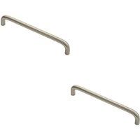 Loops 2x Round D Bar Cabinet Pull Handle 170 x 10mm 160mm Fixing Centres Satin Nickel in Metallics