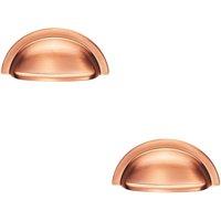 Loops 2x Cabinet Cup Pull Handle 91 x 45mm 76mm Fixing Centres Satin Copper