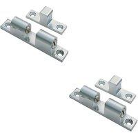 Loops 2x Double Ball Roller Cupboard Catch 43 x 8mm 34.5mm Fixing Centres Satin Chrome