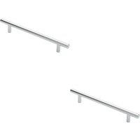 Loops 2x Round T Bar Cabinet Pull Handle 220 x 12mm 160mm Fixing Centres Chrome