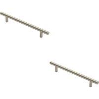 Loops 2x Round T Bar Cabinet Pull Handle 220 x 12mm 160mm Fixing Centres Satin Nickel in Metallics