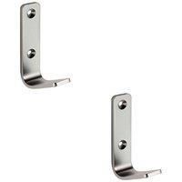 Loops 2x Flat One Piece Single Coat Hook 70 x 20mm Satin Anodised Aluminium