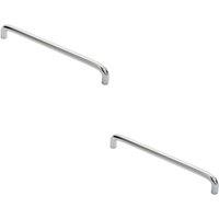 Loops 2x Round D Bar Cabinet Pull Handle 202 x 10mm 192mm Fixing Centres Chrome