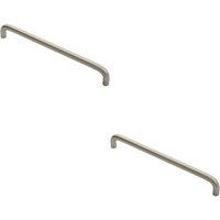 Loops 2x Round D Bar Cabinet Pull Handle 202 x 10mm 192mm Fixing Centres Satin Nickel in Metallics
