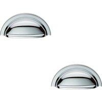 Loops 2x Cabinet Cup Pull Handle 91 x 45mm 76mm Fixing Centres Polished Chrome