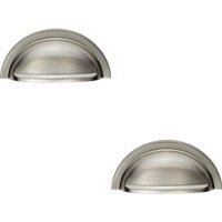 Loops 2x Cabinet Cup Pull Handle 91 x 45mm 76mm Fixing Centres Satin Nickel in Metallics