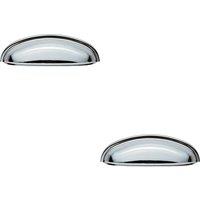 Loops 2x Shaker Cup Pull Handle 124 x 35mm 96mm Fixing Centres Polished Chrome