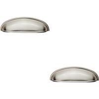 Loops 2x Shaker Cup Pull Handle 124 x 35mm 96mm Fixing Centres Satin Nickel in Metallics