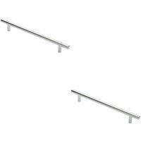 Loops 2x Round T Bar Cabinet Pull Handle 252 x 12mm 192mm Fixing Centres Chrome